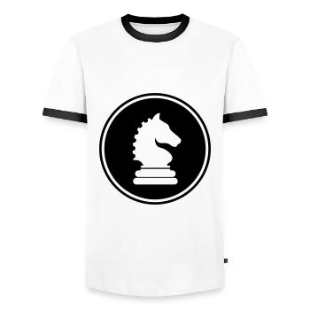 horse chess piece - Men's Ringer Shirt - white/black - Front - AI Model Female 172 light (172cm) & AI Model Male 178 dark (178cm)