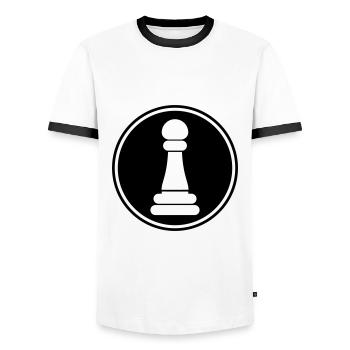 Läufer Bauer Schachfigur - Männer Kontrast-T-Shirt - Weiß/Schwarz - Vorne - AI Model Female 172 light (172cm) & AI Model Male 178 dark (178cm)