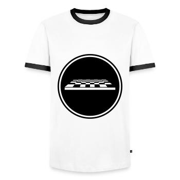 Icône de l'échiquier - T-shirt contrasté Homme - blanc/noir - Devant - AI Model Female 172 light (172cm) & AI Model Male 178 dark (178cm)