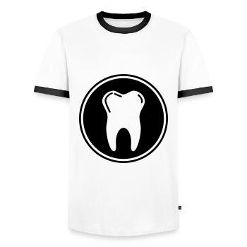 Zahn icon symbol - Männer Kontrast-T-Shirt - Weiß/Schwarz - Vorne - AI Model Female 172 light (172cm) & AI Model Male 178 dark (178cm)