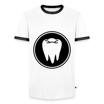 Tooth icon icon - Men's Ringer Shirt - white/black - Front - AI Model Female 172 light (172cm) & AI Model Male 178 dark (178cm)