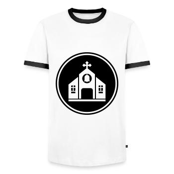 Kirche glaube - Männer Kontrast-T-Shirt - Weiß/Schwarz - Vorne - AI Model Female 172 light (172cm) & AI Model Male 178 dark (178cm)