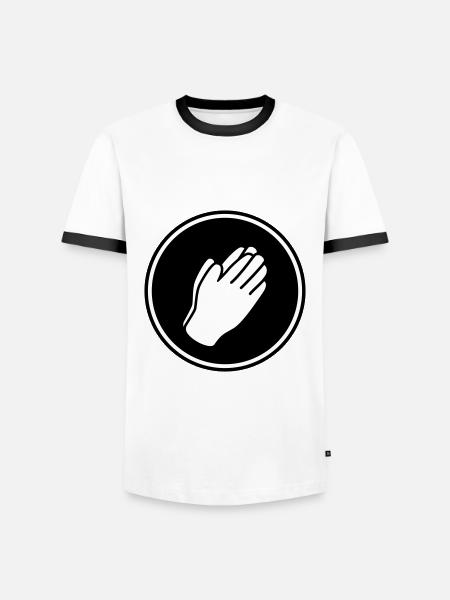 Hands icon - Men's Ringer Shirt - white/black