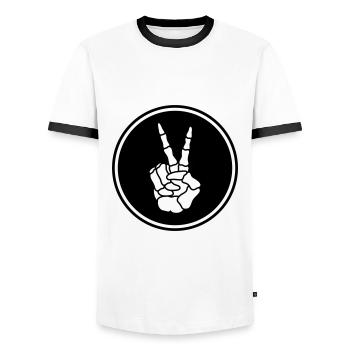 Hand Peace Skeleton - Men's Ringer Shirt - white/black - Front - AI Model Female 172 light (172cm) & AI Model Male 178 dark (178cm)