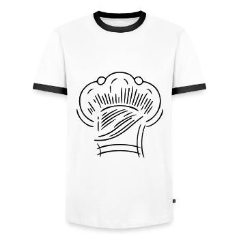 Chef chapeau de chef - T-shirt contrasté Homme - blanc/noir - Devant - AI Model Female 172 light (172cm) & AI Model Male 178 dark (178cm)