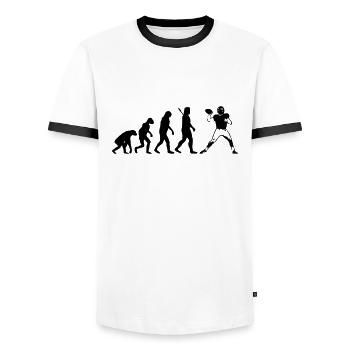 American Football - Männer Kontrast-T-Shirt - Weiß/Schwarz - Vorne - AI Model Female 172 light (172cm) & AI Model Male 178 dark (178cm)