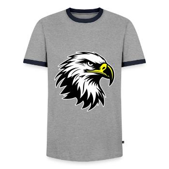 Adler Kopf Silhouette - Männer Kontrast-T-Shirt - Grau/Navy  - Vorne - AI Model Female 172 light (172cm) & AI Model Male 178 light (178cm)