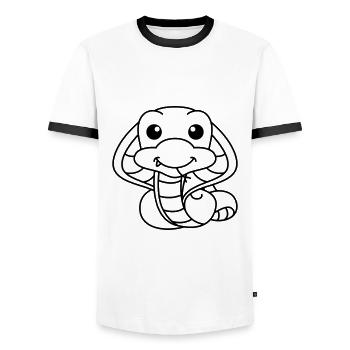 Snake Cobra Comic Animal - Men's Ringer Shirt - white/black - Front - AI Model Female 172 light (172cm) & AI Model Male 178 dark (178cm)