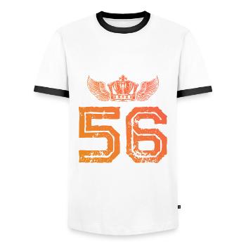 56 Couronne numérique - T-shirt contrasté Homme - blanc/noir - Devant - AI Model Female 172 light (172cm) & AI Model Male 178 dark (178cm)
