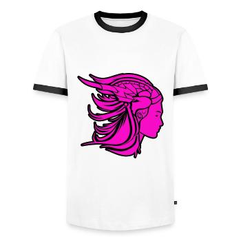 Viking Woman Viking Warrior - Men's Ringer Shirt - white/black - Front - AI Model Female 172 light (172cm) & AI Model Male 178 dark (178cm)
