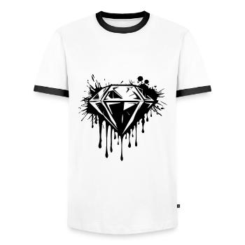 Pierre précieuse de diamant - T-shirt contrasté Homme - blanc/noir - Devant - AI Model Female 172 light (172cm) & AI Model Male 178 dark (178cm)