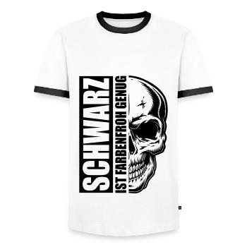 Schwarz Farbenfroh genug | Farben änderbar - Männer Kontrast-T-Shirt - Weiß/Schwarz - Vorne - AI Model Female 172 light (172cm) & AI Model Male 178 dark (178cm)