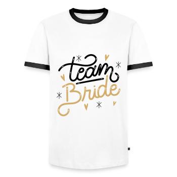 JGA Bachelorette Party Team Bride - Männer Kontrast-T-Shirt - Weiß/Schwarz - Vorne - AI Model Female 172 light (172cm) & AI Model Male 178 dark (178cm)