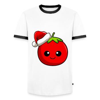 Tomate Weihnachten Comic Xmas - Männer Kontrast-T-Shirt - Weiß/Schwarz - Vorne - AI Model Female 172 light (172cm) & AI Model Male 178 dark (178cm)