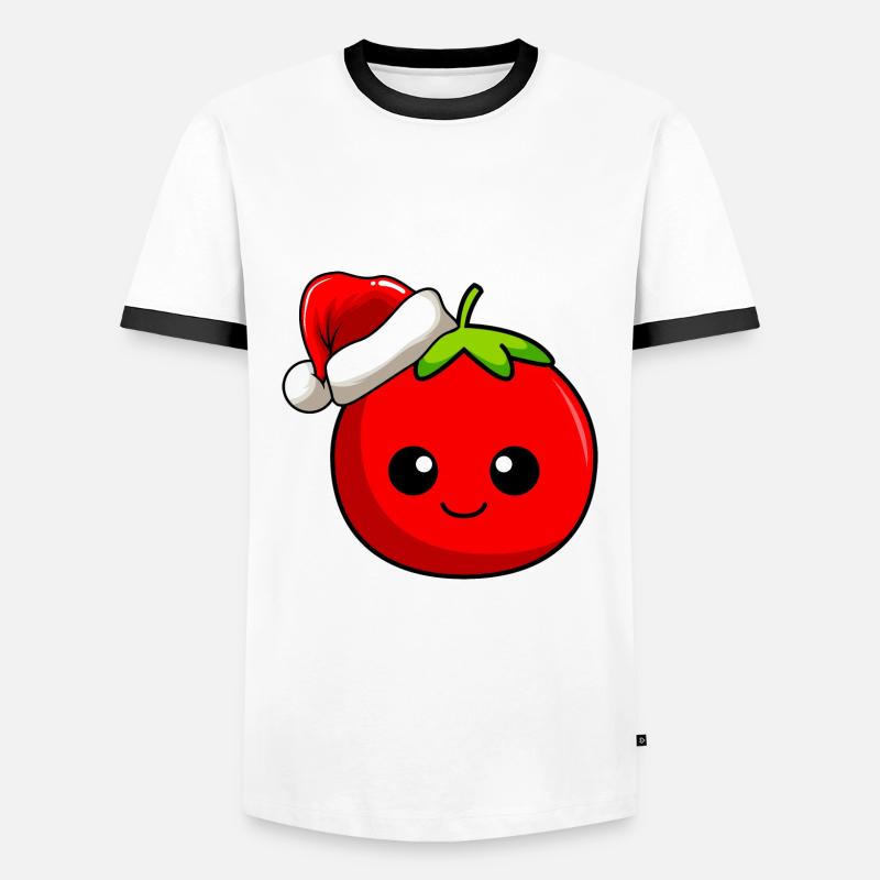 Tomate Weihnachten Comic Xmas - Männer Kontrast-T-Shirt - Weiß/Schwarz
