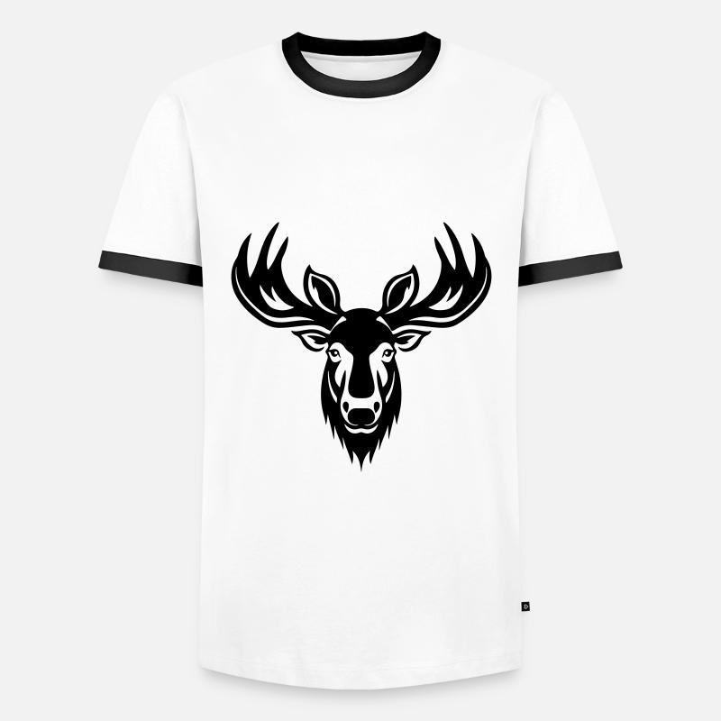 Elch Kopf - Männer Kontrast-T-Shirt - Weiß/Schwarz