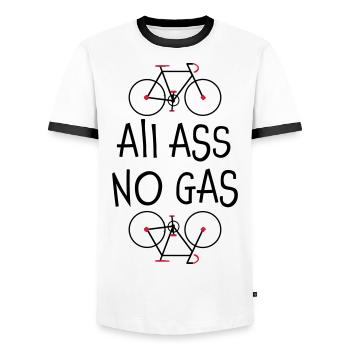 Tous Ass Non Gaz - chemise non seulement pour les cyclistes - T-shirt contrasté Homme - blanc/noir - Devant - AI Model Female 172 light (172cm) & AI Model Male 178 dark (178cm)