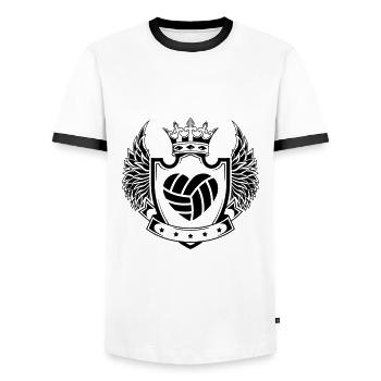 Armoiries du cœur de volleyball - T-shirt contrasté Homme - blanc/noir - Devant - AI Model Female 172 light (172cm) & AI Model Male 178 dark (178cm)