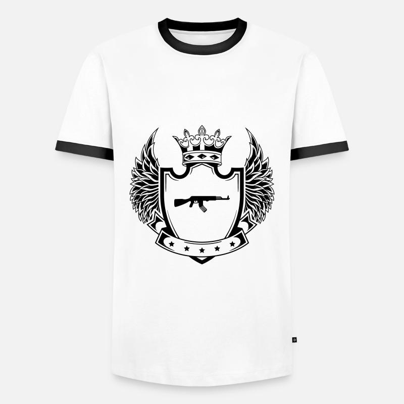 Gewehr icon wappen - Männer Kontrast-T-Shirt - Weiß/Schwarz