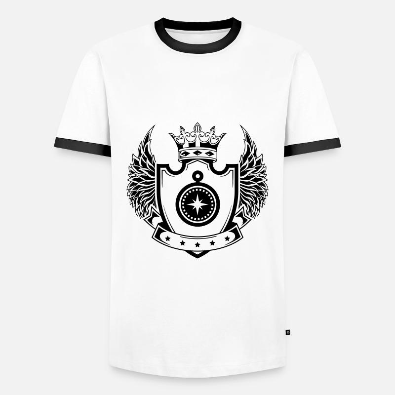 Kompass schild - Männer Kontrast-T-Shirt - Weiß/Schwarz