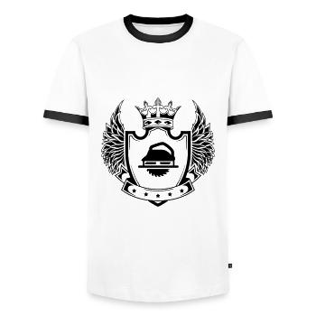 Handkreissäge Symbol wappen - Männer Kontrast-T-Shirt - Weiß/Schwarz - Vorne - AI Model Female 172 light (172cm) & AI Model Male 178 dark (178cm)