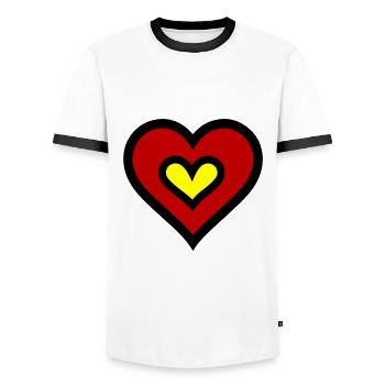 Symbole du cœur Amour - T-shirt contrasté Homme - blanc/noir - Devant - AI Model Female 172 light (172cm) & AI Model Male 178 dark (178cm)