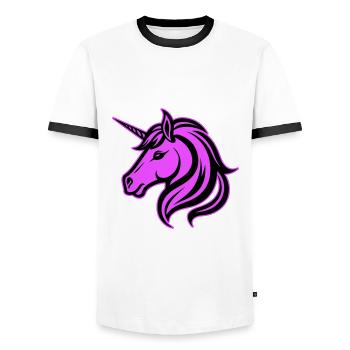 Unicorn Head - Men's Ringer Shirt - white/black - Front - AI Model Female 172 light (172cm) & AI Model Male 178 dark (178cm)
