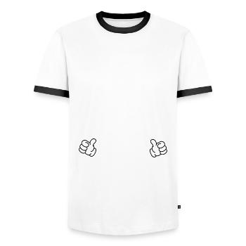 T shirt barbecue "le boss" humour barbecue cadeau. - T-shirt contrasté Homme - blanc/noir - Devant - AI Model Female 172 light (172cm) & AI Model Male 178 dark (178cm)