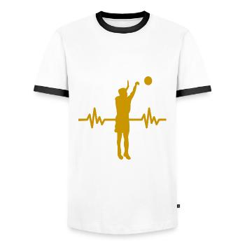 Haertbeat Basketball - USA - Team Sport - Hoops - Männer Kontrast-T-Shirt - Weiß/Schwarz - Vorne - AI Model Female 172 light (172cm) & AI Model Male 178 dark (178cm)