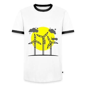 Windrad Erneuerbare Energie - Männer Kontrast-T-Shirt - Weiß/Schwarz - Vorne - AI Model Female 172 light (172cm) & AI Model Male 178 dark (178cm)