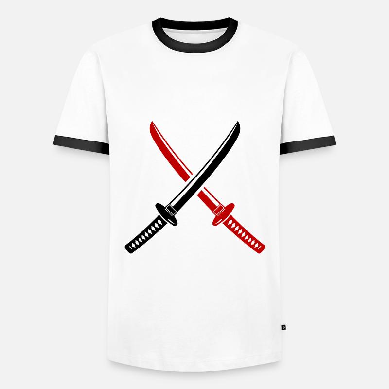 Samurai Sword Symbol - Men's Ringer Shirt - white/black