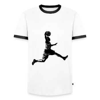Basketball Silhouette - Men's Ringer Shirt - white/black - Front - AI Model Female 172 light (172cm) & AI Model Male 178 dark (178cm)