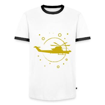 Hélicoptère - Hélicoptère - Avion à rotor - T-shirt contrasté Homme - blanc/noir - Devant - AI Model Female 172 light (172cm) & AI Model Male 178 dark (178cm)