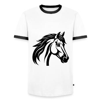 Tête de cheval - T-shirt contrasté Homme - blanc/noir - Devant - AI Model Female 172 light (172cm) & AI Model Male 178 dark (178cm)