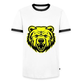 Bear Head Portrait Icon - Men's Ringer Shirt - white/black - Front - AI Model Female 172 light (172cm) & AI Model Male 178 dark (178cm)