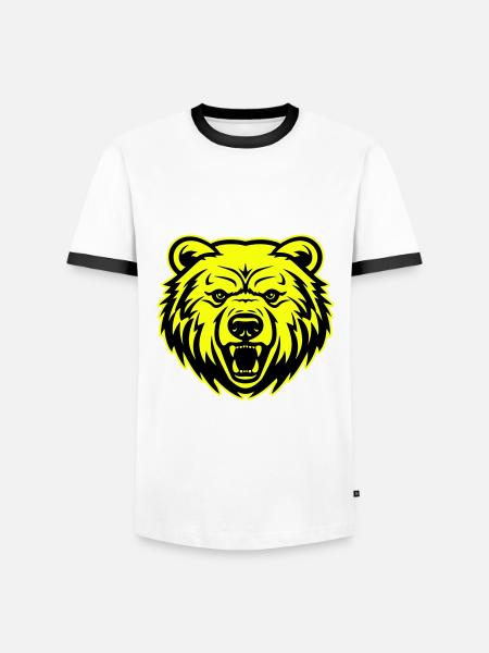Bear Head Portrait Icon - Men's Ringer Shirt - white/black