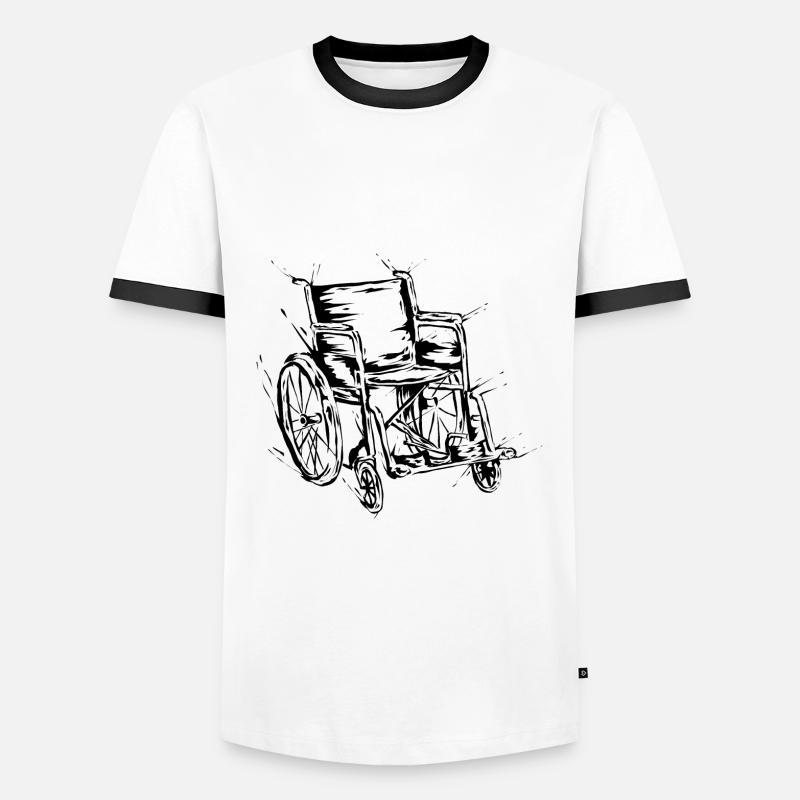 Rollstuhl - Männer Kontrast-T-Shirt - Weiß/Schwarz