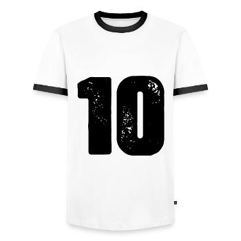 Maillot à 10 chiffres - T-shirt contrasté Homme - blanc/noir - Devant - AI Model Female 172 light (172cm) & AI Model Male 178 dark (178cm)