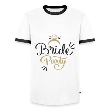 JGA BacheloretteBride Braut Party - Männer Kontrast-T-Shirt - Weiß/Schwarz - Vorne - AI Model Female 172 light (172cm) & AI Model Male 178 dark (178cm)