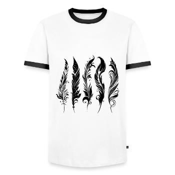 Federn Boho Ethno Style Muster Tribal Indianer - Männer Kontrast-T-Shirt - Weiß/Schwarz - Vorne - AI Model Female 172 light (172cm) & AI Model Male 178 dark (178cm)