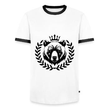 Ours Grizzly Animal - T-shirt contrasté Homme - blanc/noir - Devant - AI Model Female 172 light (172cm) & AI Model Male 178 dark (178cm)