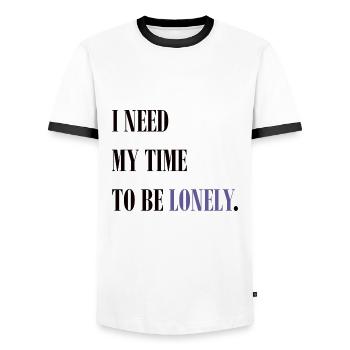 Citation solitaire - T-shirt contrasté Homme - blanc/noir - Devant - AI Model Female 172 light (172cm) & AI Model Male 178 dark (178cm)