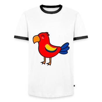 Papagai Comic Animal - Men's Ringer Shirt - white/black - Front - AI Model Female 172 light (172cm) & AI Model Male 178 dark (178cm)
