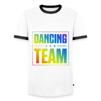 Dancing Team - Männer Kontrast-T-Shirt - Weiß/Schwarz - Vorne - AI Model Female 172 light (172cm) & AI Model Male 178 dark (178cm)