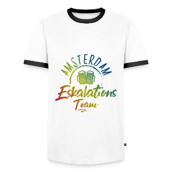 Amsterdam Escalation - Men's Ringer Shirt - white/black - Front - AI Model Female 172 light (172cm) & AI Model Male 178 dark (178cm)