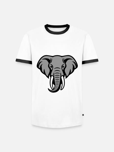 Elephant Head - Men's Ringer Shirt - white/black