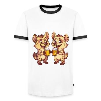 Hyäne Bier Party Trinken - Männer Kontrast-T-Shirt - Weiß/Schwarz - Vorne - AI Model Female 172 light (172cm) & AI Model Male 178 dark (178cm)