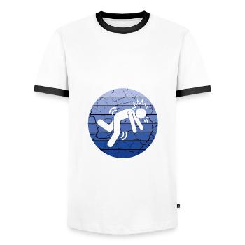 Ich mache meine eigenen Stunts und arbeite immer noch an meiner Landung - Männer Kontrast-T-Shirt - Weiß/Schwarz - Vorne - AI Model Female 172 light (172cm) & AI Model Male 178 dark (178cm)