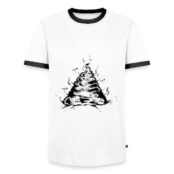 Toilette Toilette Shit Pile - T-shirt contrasté Homme - blanc/noir - Devant - AI Model Female 172 light (172cm) & AI Model Male 178 dark (178cm)