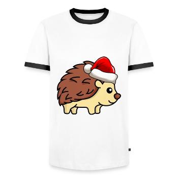 Hedgehog Comic Animal - Men's Ringer Shirt - white/black - Front - AI Model Female 172 light (172cm) & AI Model Male 178 dark (178cm)
